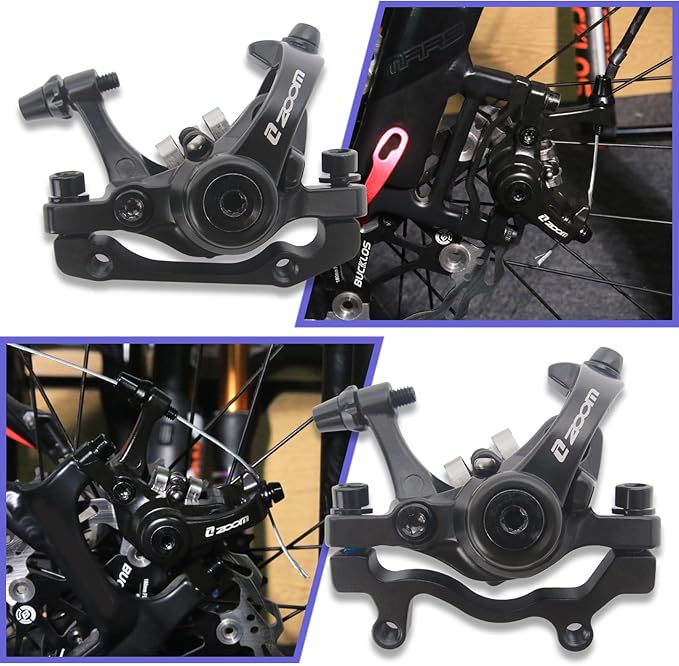 BUCKLOS Mountain Bike Disc Brake kit, MTB Mechanical Line Pulling Disc Brakes Caliper with Aluminum Alloy Levers /160mm Rotor,/is/PM Universal Adapter for Ebike/Folding Bike/Scooter/Fat Bike