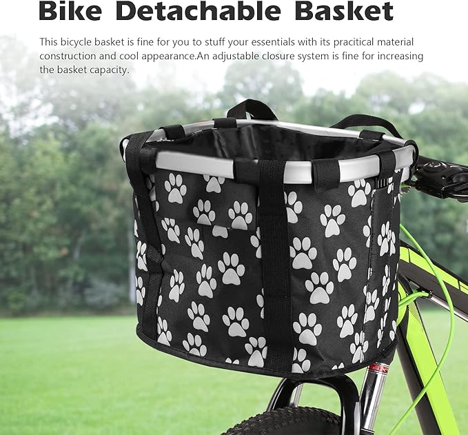 Lixada Bike Basket, Small Pet Cat Dog Carrier Bicycle Handlebar Front Basket Folding Detachable Removable Easy Install Quick Released Picnic Shopping Bag, Max. Bearing: 11lbs