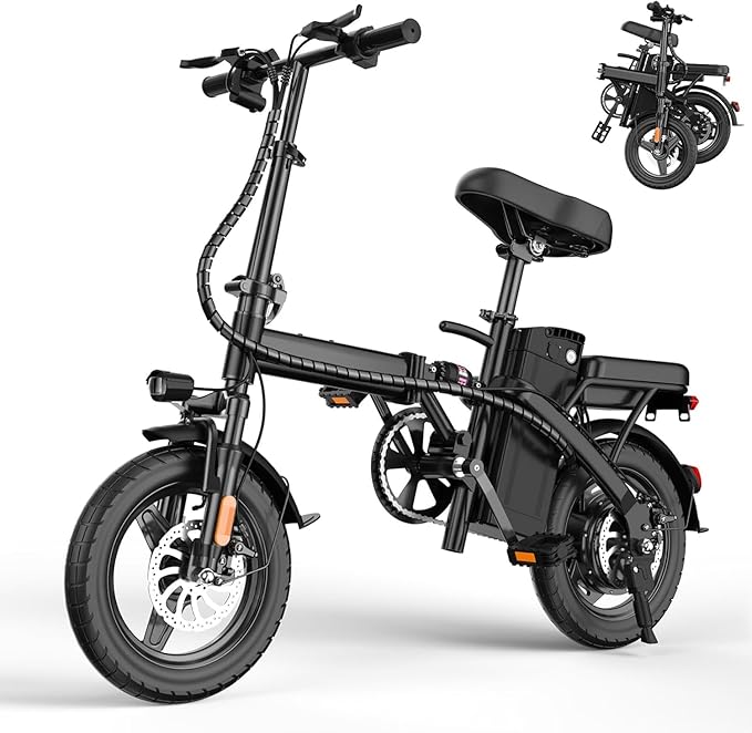 Foldable Electric Bike for Adults E Bike, 14" Folding E-Bike with 500W Peak Motor, 25 Miles Range, 48V Removable Battery UL 2849 Certified for Commuter
