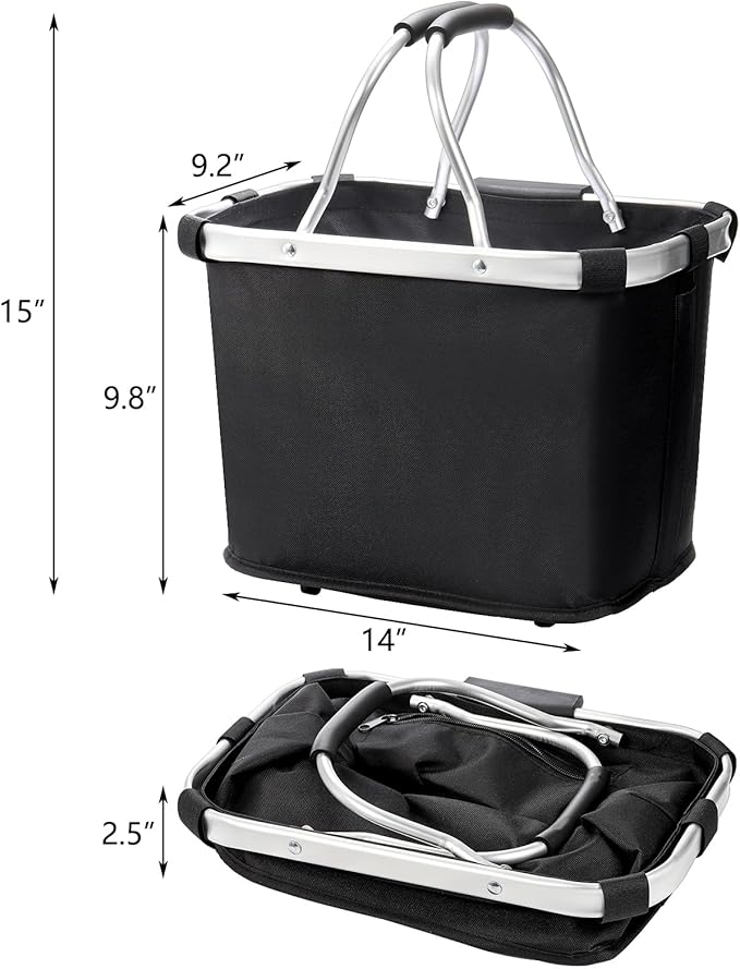 Hedume Bicycle Basket, Folding Detachable Bike Basket, Multi-Purpose Bike Handlebar Basket Front for Pet, Shopping, Commuter, Camping and Outdoor, Quick Release Easy Install