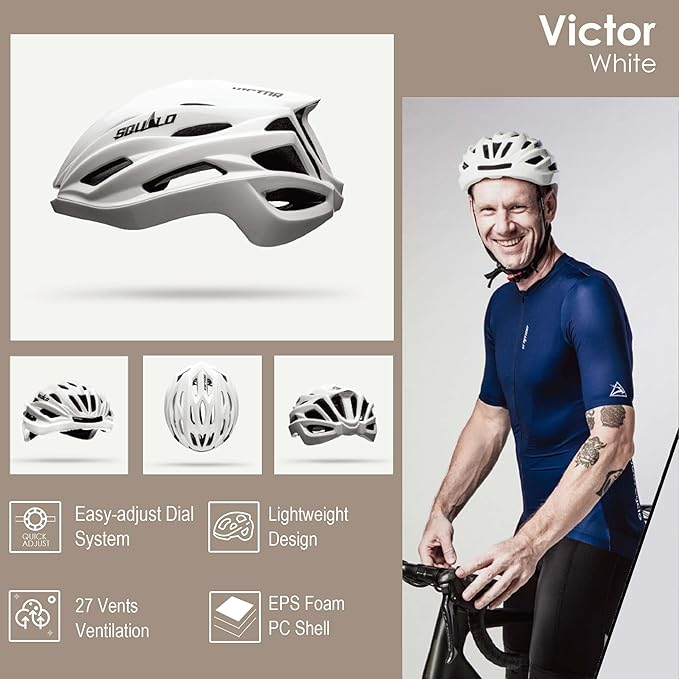 SQUALO Victor Bike Helmet for Men Women, Bicycle Helmet with Adjustment Dial Unisex Adults Cycling Helmet for Mountain Road Biker Lightweight Ventilated