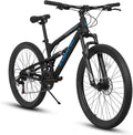 Ecarpat 24/26/27.5 Inch Mountain Bike, Full/Front Suspension Mens Boys Mountain Bike with 21 Speed Steel Frame and Dual Disc Brakes, Adult Sport Bicycle for Trail City Road, Gift Choice