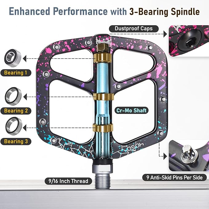 Lightweight Bike Pedals - Non-Slip Mountain and Road Bicycle Pedals for BMX