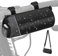FINPAC Bike Handlebar Bag, Waterproof Bicycle Front Frame Storage Pouch for Cycling, Detachable Shoulder Strap, Mountain Road Bike Bag Bicycle Accessories, Black with reflective strips