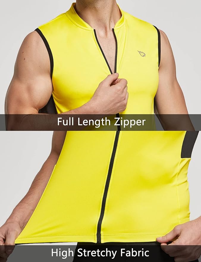 baleaf Men's Sleeveless Cycling Jersey Road Bike Shirt Bicycle Biking Tank Tops Full Zip Pockets SPF UPF50+