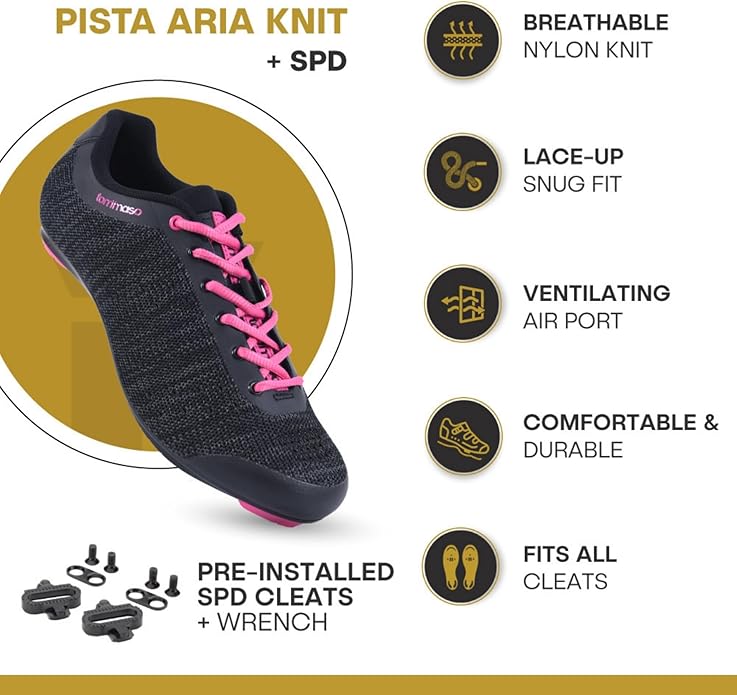 Tommaso Pista Elite SPD & Peloton Shoes for Women—Ready to Ride with Peloton Delta Cleat or SPD Cleats for Indoor Bikes—Explore Vareity Cycling Shoes & Bike Accessories