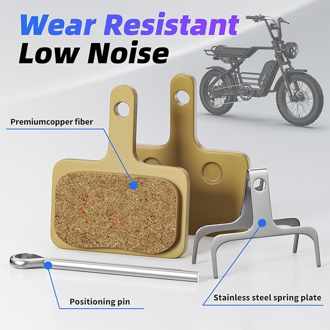 Ridstar Electric Bike Brake Pads Set - Front & Rear All-Metal Brake Pads for Q20 MINI/H20/Q20 Lite - Low Noise, High Heat Resistance, OEM Replacement Parts