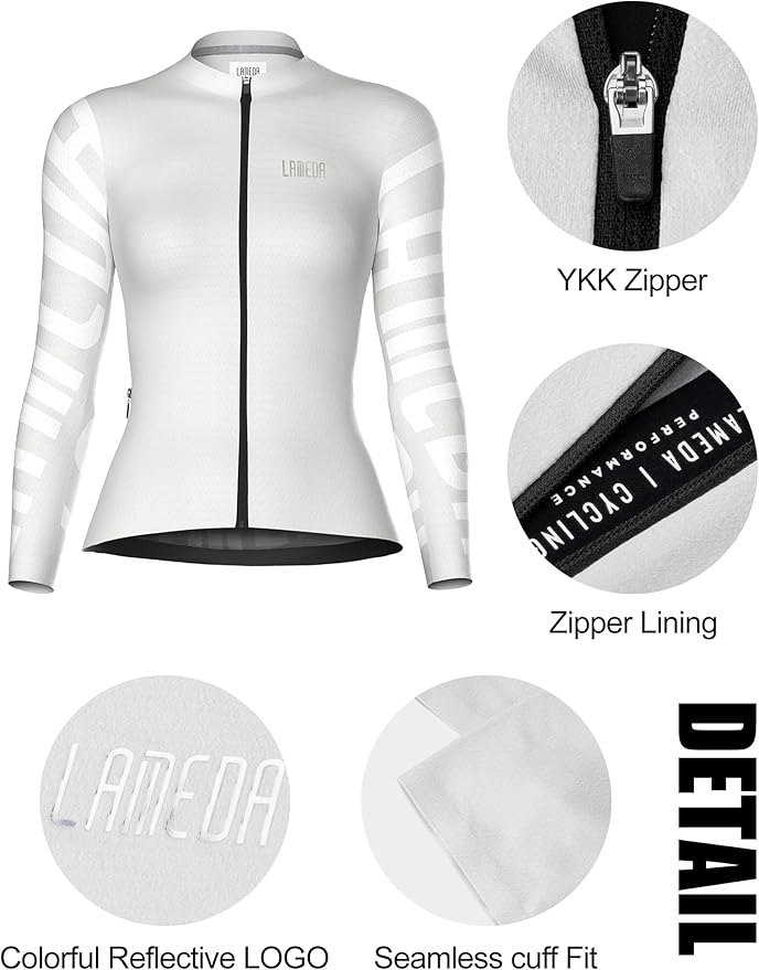 LAMEDA Cycling Jersey Women Long Sleeve, Breathable Bike Jersey with Pockets, Bike Shirts for Bicycle Road Biking Riding