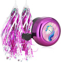 U-LIAN Kids Streamers and Bike Bell for Girls-1 Pack Flower Bicycle Bell with 2 Pack Handlebar Streamers Scooter Tassels for Children's Bike Accessories
