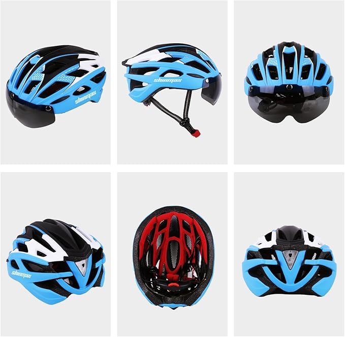 Shinmax Bike Helmet, CPSC/CPC Bike Helmet for Adult Men Women with Magnetic Goggles&Led Back Light Cycling Helmet Adjustable SM-T69