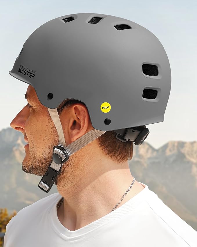 OutdoorMaster MIPS Skateboard Cycling Helmet for Adults - Lightweight, Ventilated Multi-Sport Helmet with Two Removable Liners for Scooter, Roller Skating, Inline Skating, Rollerblading