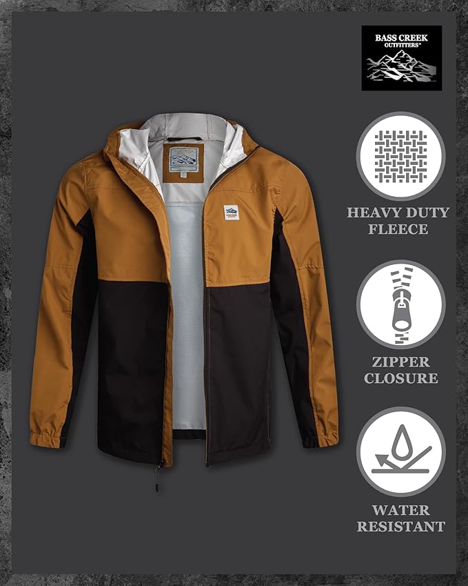 Bass Creek Outfitters Mens Windbreaker - Lightweight Mens Rain Jacket for Running Cycling Hiking with Hood