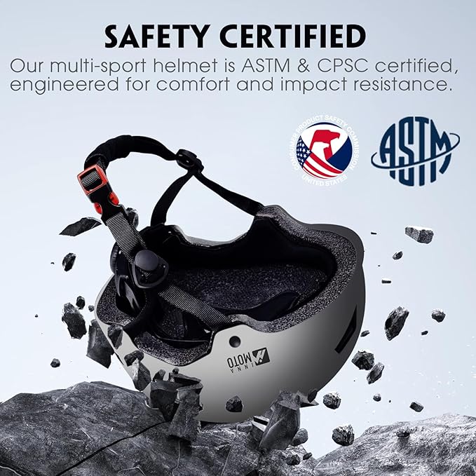 Skateboard Helmet for Adults - Adjustable Certified Safety Adults Helmet for Skateboarding Bike Bicycle Scooter Cycling Skate Skating Multisport Helmets for Women Men Boys Girls Kids Youth