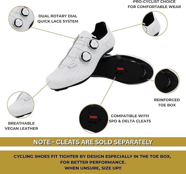 Tommaso Strada Elite Duale SPD & Peloton Shoes for Men—2 in 1 Cycling Shoes—Install Your Own Delta or SPD Cleats for Road Bicylces, Indoor Cycles & Most Mens Bikes—Quicklace Dial—Size 14US—48EU