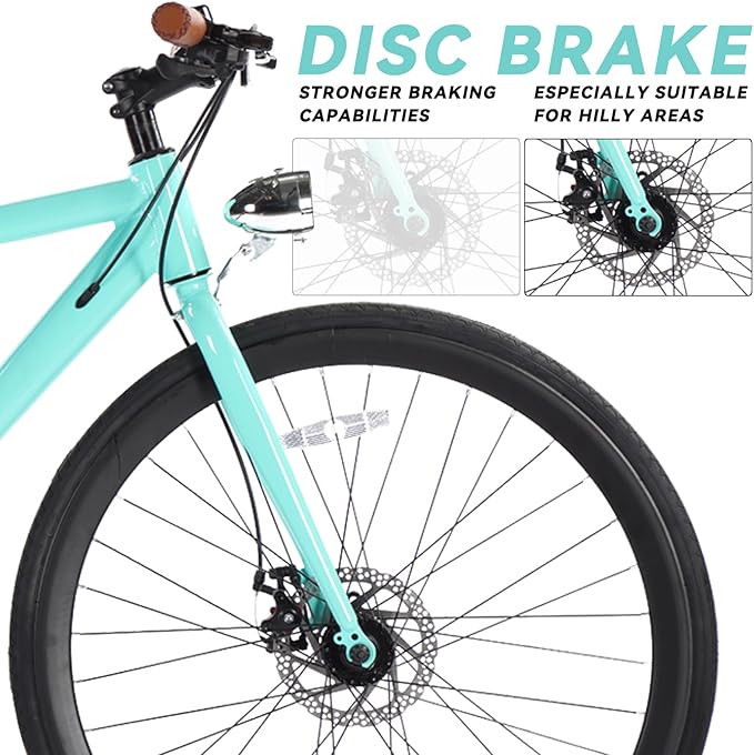 GarveeLife Hybrid Bike, 28 in Mountain Bicycle for Adult, 700C Road Bike, Commuter Bike 7 Speeds with Front and Rear Brakes, Gravel Bike with Lights Lightweight Aluminum Alloy Frame