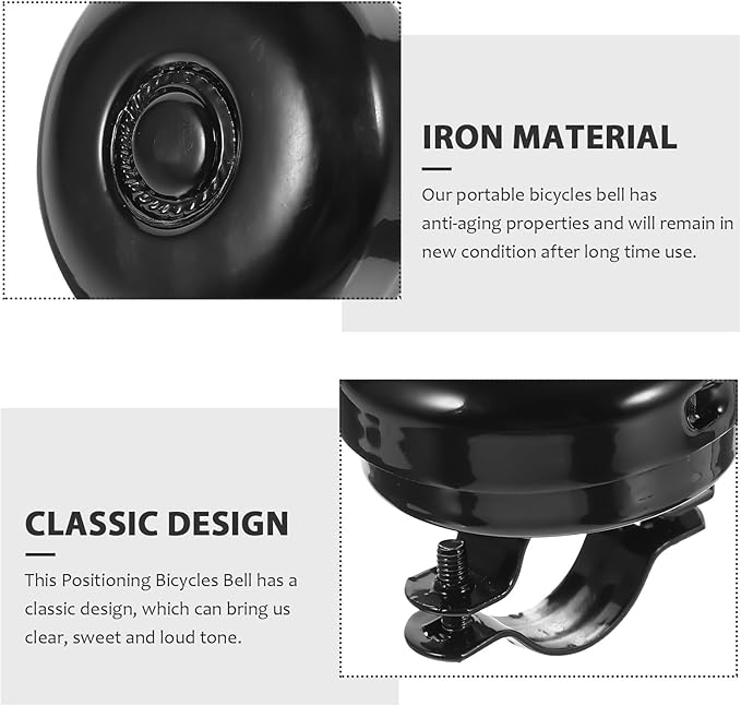 PRETYZOOM 2pcs Black Vintage Bicycle Bell Multi-Function Cycling Bell for Handlebars Practical Ringing for Bike Location and Safety Use