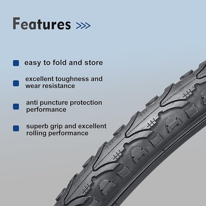 26x1.75 Bike Tires 2PCS, HUIOK 26 Inch Replacement Kits Bicycle Tires with 2 Tubes and 2 Levers