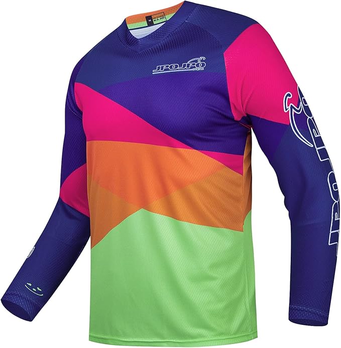 JPOJPO Men's Mountain Bike Jersey Long Sleeve MTB Off-Road Racing Downhill Motocross Shirts Quick Dry&Moisture-Wicking Tops