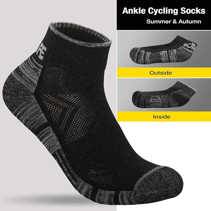 Ergonomic Ankle Cycling Biking Socks - Comfort for Bicycle Bike Riding, 2 Pairs