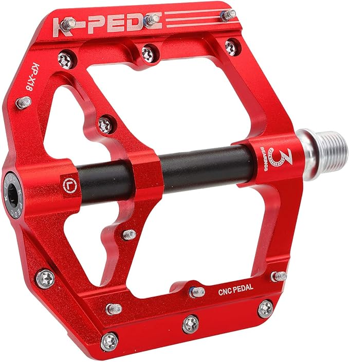 Aluminum Alloy 9/16" Bike Pedal MTB Wide Platform Flat Non-Slip Bicycle Pedals with 3 Bearings for Mountain Bikes, Road, BMX