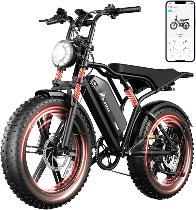 TST Electric Bike for Adults 1500W Peak 20" Fat Tire All-Terrain E-Bike 60/110 Miles 28 MPH Electric Dirt Bike - 48V 15/25 AH Battery Tested to UL 2849 Powered Electric Bicycle