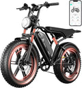 TST Electric Bike for Adults 1500W Peak 20" Fat Tire All-Terrain E-Bike 60/110 Miles 28 MPH Electric Dirt Bike - 48V 15/25 AH Battery Tested to UL 2849 Powered Electric Bicycle