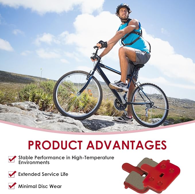 4 Pair Bicycle Disc Brake Pads & Retaining Spring, High-Performance Resin Semi-Metallic Replacement Brake Pads with 8 Pads and 4 Springs for Road and Mountain Bikes