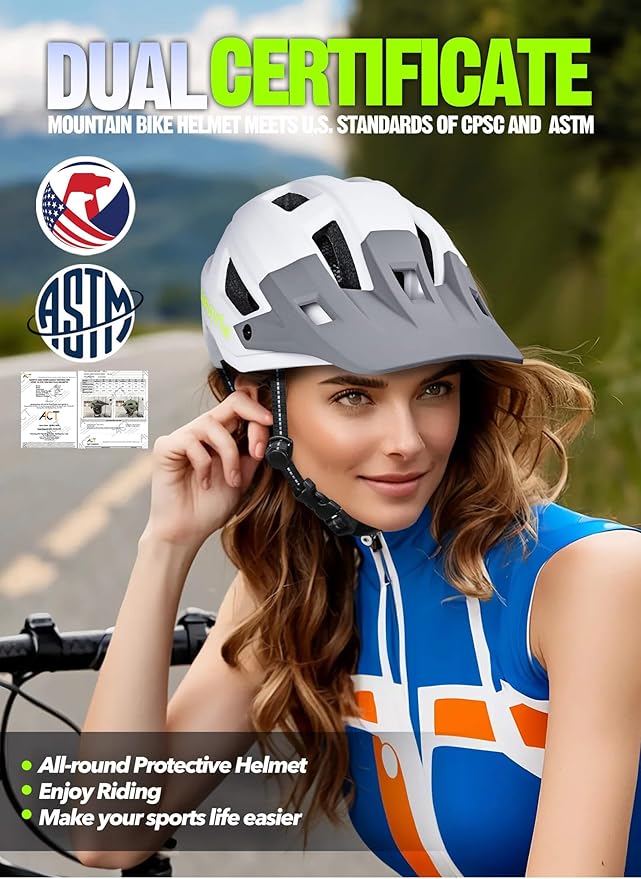 Mountain Bike Helmet for Adults & Youth Lightweight Impact-Resistant with Adjustable Dial & Removable Visor Unisex Helmet for Mountain Biking Bicycle Clcying