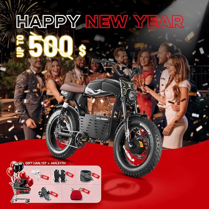 eAhora DL2000 (2025 Version) Electric Bike for Adults, Peak 4000W/1700W 44MPH/36MPH Dual/Single Motor Ebike, 52V 30Ah 60-90 Miles Long Range Electric Bicycle, Fat Tire Full Suspension Hydraulic Brake
