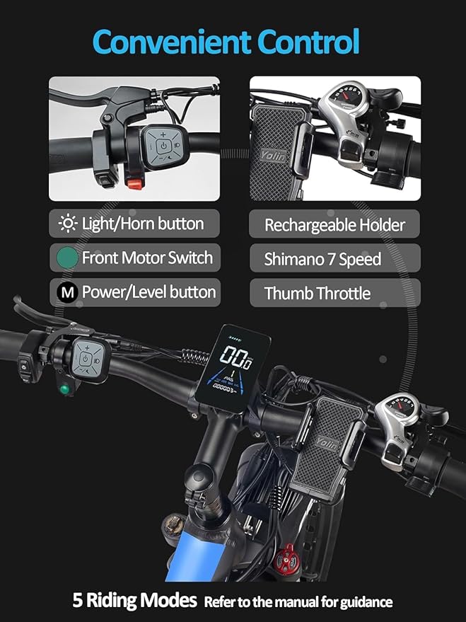 6000W Electric Bike for Adults, 52V 32AH Dual Motor E-Bike, Up to 100Mile & 45MPH All-Terrain Fat Tires Full Suspension 24/26 Inch Electric Bicycles Hydraulic Disc Brake for Road UL2849 by SGS
