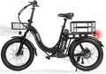 1200W Peak Folding Electric Bike for Adults, 28MPH 48V 10.4Ah Removable Battery, 55-Mile Range, 20"x3" Fat Tire, Step-Thru Ebike with Basket 7-Speed – Commuter E-Bike