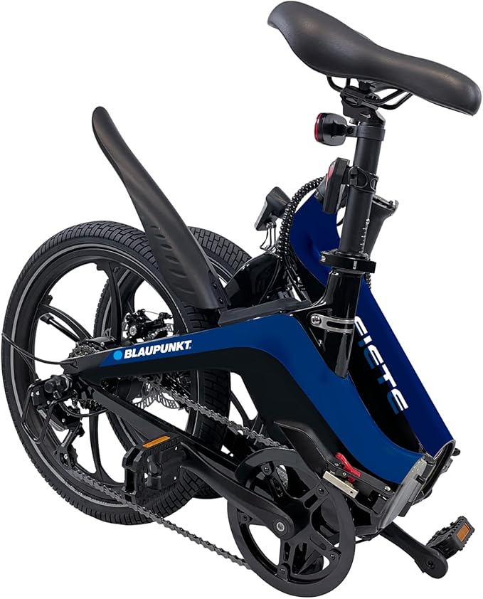 BLAUPUNKT FIENE 20 Inch Folding Electric Bike, Pedal and Throttle Assist, Foldable Step-Through Frame, UL Certified eBike for Adults, Orange/Black