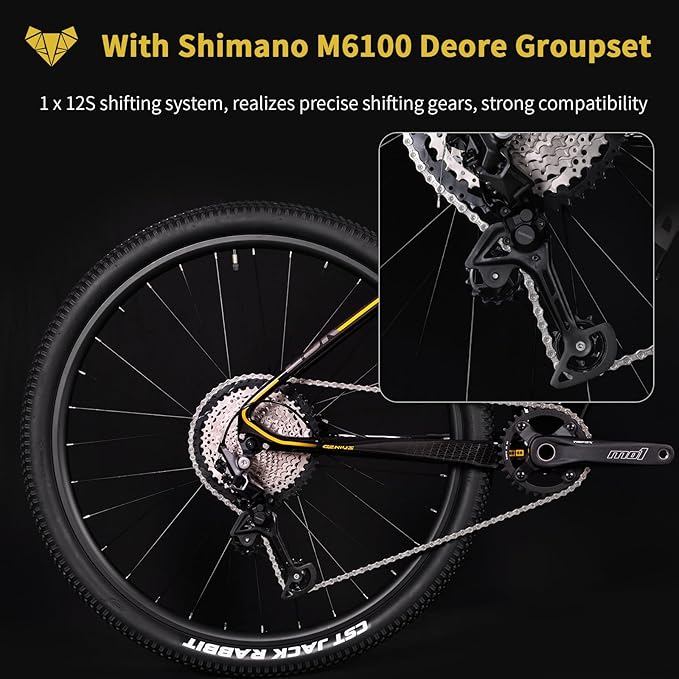 TRIFOX Carbon Fiber Mountain Bike,29er Carbon Mountain Bike with Shimano M6100 Deore Groupset 12-Speed,Carbon Fiber Frame,Hydraulic Fork 130mm Travel,/17/19 inch