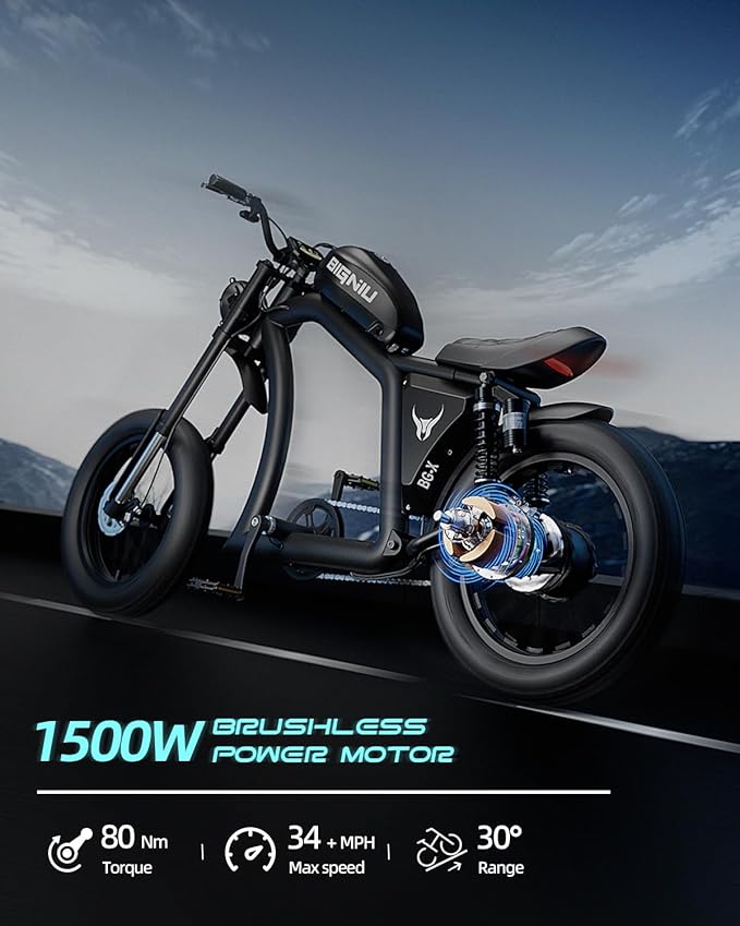 BG-X Electric Bike for Adults 1500W Brushless Motor with 48V/31.5Ah Battery, 34+ MPH Up to 40 Miles Range 20" *5" Fat TireFront/Rear Turn Signal, Dual Suspension