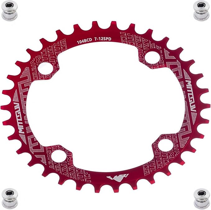 YBEKI Pro-Grade 104BCD Chainring (30-52T) CNC 7075-T6 Aluminum Narrow-Wide MTB/Road Round Oval Bike Chainwheel | Shimano/SRAM 8-11 Speed Compatible | 573MPa Strength(Black/Red/Blue)