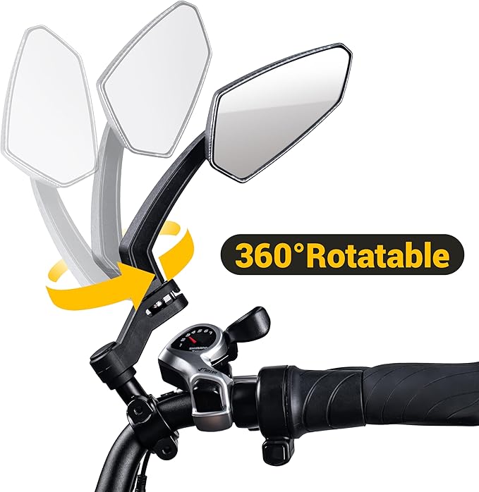 Bike Mirrors, 360° Rotatable Cycling Rearview Mirrors, Wide Angle Safe Shockproof Bicycle Mirror, Ebike Universal Fit Accessories 1 Pair (Red)