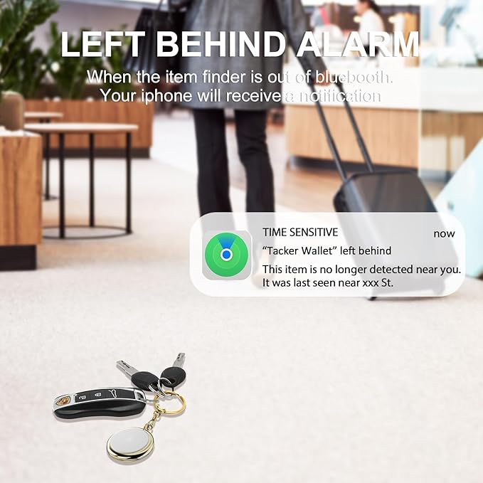 Bluetooth Tracker Item Finders Work for Apple Find My (iOS Only) APP GPS Tracker for Dogs Cats Luggage Keys Backpack Satchel Etc (Black*White, 2Pack)
