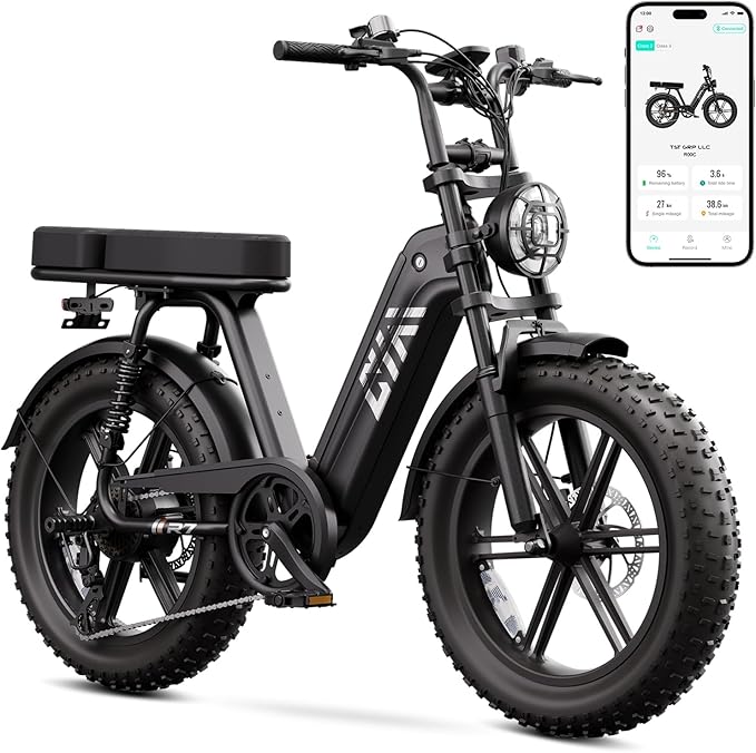 TST Electric Bike for Adults, 1500W Peak Motor Ebike with 48V 15Ah Built-in Battery, 60 Miles Range 28 MPH Electric Bike, 20" Fat Tire E Bike with 7 Speed