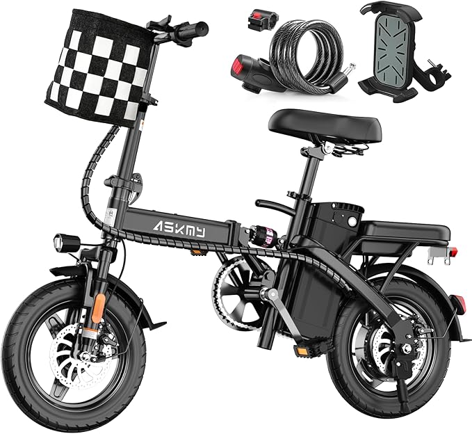 Foldable Electric Bike for Adults and Teens, 700W Peak Motor Ebike with 30-60 Miles PAS Range, 14" Folding Mini E Bike for Commute, Electric Bicycle with 48V Removable Battery