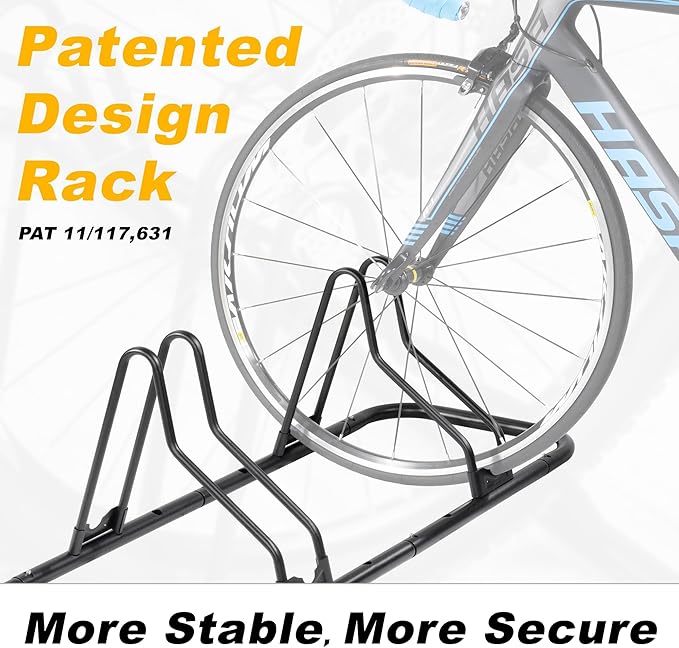 CyclingDeal Bike Rack Floor Parking Bike Stand for up to 6 Bicycles | Indoor, Home & Garage Storage Rack | Stable & Secure Bicycle Stand w/ Tire Grooves Up to 29", Holding Plates & Custom Spacing