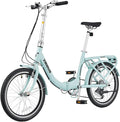 VIRIBUS Folding Bike, 20 inch Lightweight Foldable Bike for Adults 7 Speed with Aluminum Frame, Basket & Rear Rack, Step Through Collapsible Bike for Women Men Seniors City Commuter
