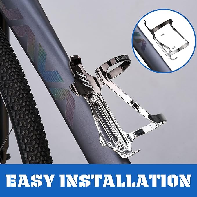 Corki Cycles Water Bottle Holder Aluminum Alloy Right and Left Entry Bike Water Bottle Holder for Road, Mountain and Gravel Bikes - Left Duo Pack - 2Pack - Black & Silver