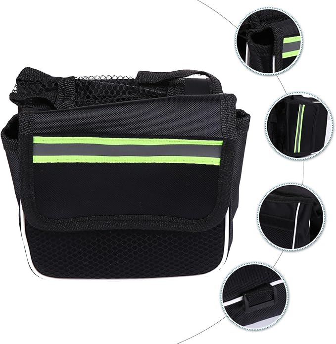 Bike Front Frame Bag 2pcs Waterproof Black Cycling Top Tube Storage Pouch Large Capacity for Mountain Bikes Riding Equipment