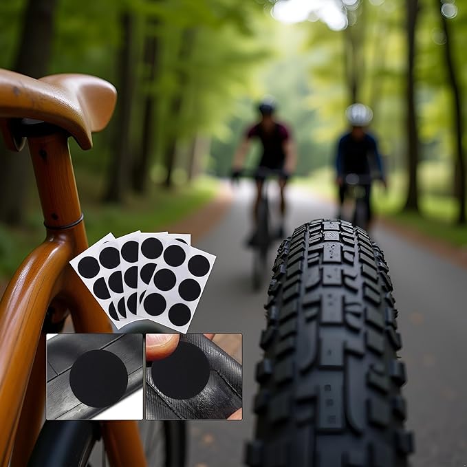 24Pcs Black Bike Tire Patch Kit,Glueless Bike Repair Patch, Round for Bicycle Tube Patches,Bike Inner Tube Repair Kit,Bike Patch Kit for Road and Mountain Bikes Tire Repair Kits Tires and Tubes
