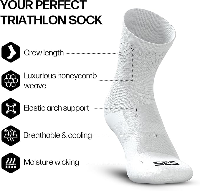 SLS3 Triathlon Socks – Engineered for Comfort – Ideal Cycling Socks for Men or Women & Short or Long Distance Running Socks