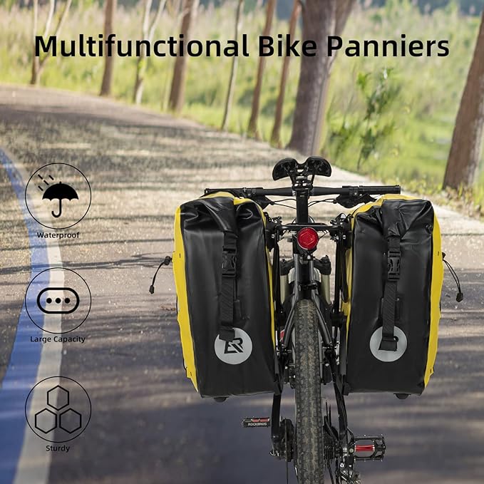 ROCKBROS Bike Panniers Waterproof Bike Rear Rack Bag Max 30L Large Capacity Bike Rear Panniers for Cycling Traveling Commuting 1 Pack