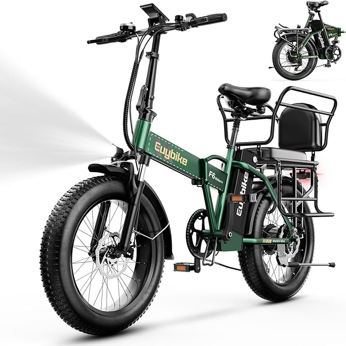 Foldable Electric Bike for Adults, 30+MPH, 48V 20Ah Removable Lithium Battery up to 80Miles, 20" Fat Tire 1000W Peak Motor Dirt Ebike Adult Electric Bicycle for Commute Beach Mountain E Bike