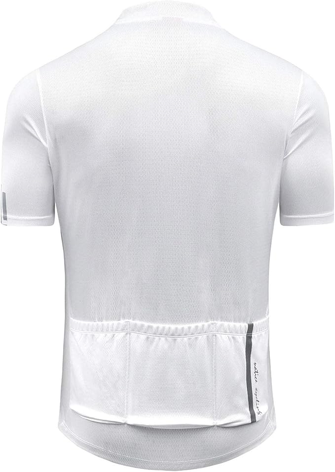 Santic Men's Cycling Jersey Short Sleeve Tops Pro Road Bike Shirt Full Zipper UPF 50+ MTB Jersey with Pockets