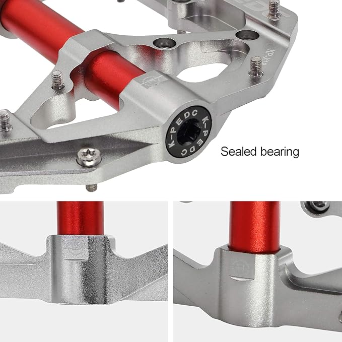 Aluminum Alloy 9/16" Bike Pedal MTB Wide Platform Flat Non-Slip Bicycle Pedals with 3 Bearings for Mountain Bikes, Road, BMX