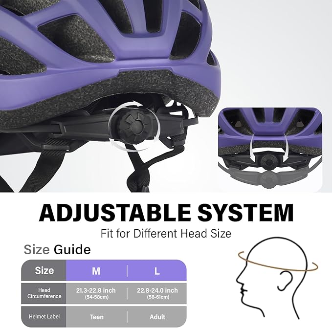 Youth Adult Road Bike Helmet, Men Women Adjustable Mountain Bicycle Helmet with Detachable Visor, 2 Sizes for Age 8-14+ Youth, Kids, Adult